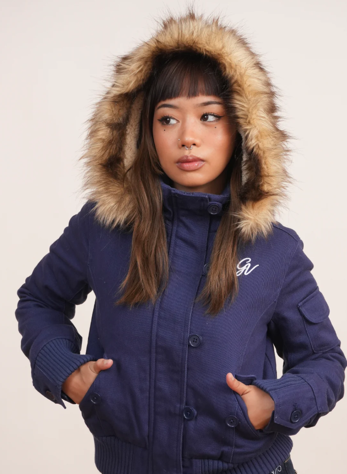 V2 2000s Jacket with Fur Collar