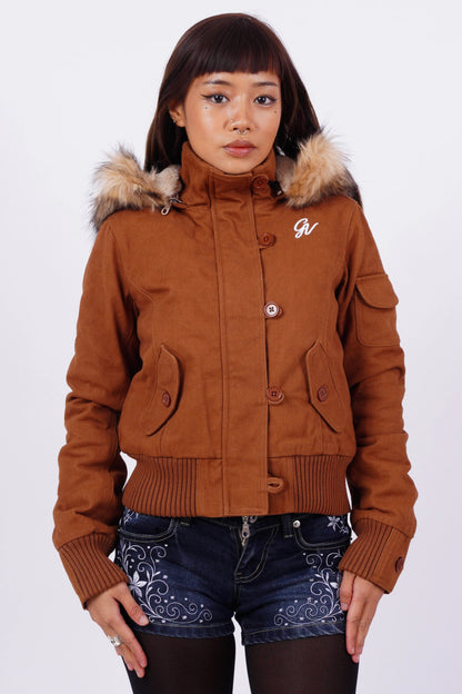 V2 2000s Jacket with Fur Collar